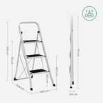 SONGMICS Step Ladder, 3-Step, Folding Ladder, Safety Lock, Space-Saving Storage, Max 150kg - w/code - Sold & fulfilled by SONGMICS HOME UK