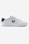 Fred Perry Ladies leather Lottie tennis shoes - White with blue or black stitching