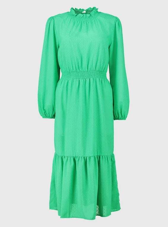 Green Swiss Dot High Neck Midi Dress £7.20 + Free collection @ Sainsbury's Tu Clothing