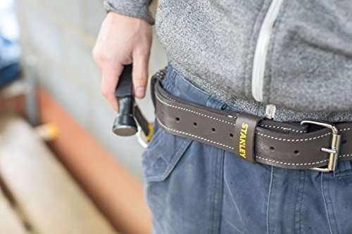 STANLEY Leather Tool Belt for Tool Holsters and Pouches, with Adjustable Roller Buckle, STST1-80119