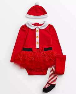 Santa Christmas Tutu Bodysuit Baby Set - Free Click & Collect