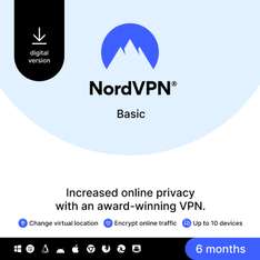 NordVPN Basic – 6-Month – Premium VPN Protection For Up to 10 Devices – Secure Your Traffic Data & Shield Your IP – PC/Mac/Mobile