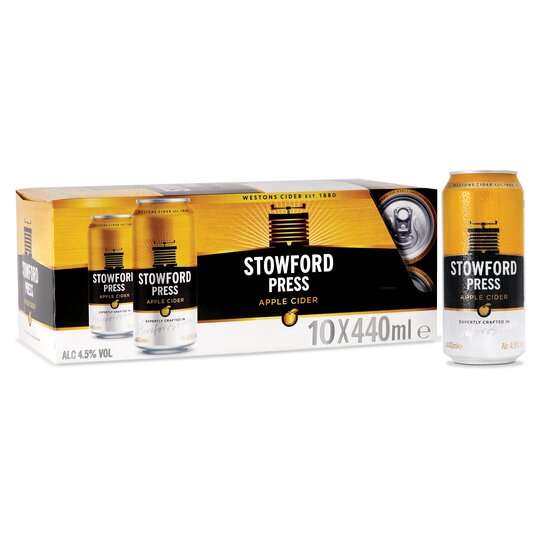 Stowford Press Apple Cider 10 X 440Ml (4.5% ABV) £6 (Clubcard Price) @ Tesco