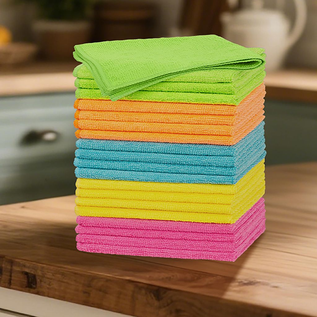 20 Pack Microfiber Cleaning Cloth 5 Colors Ships by and sold by Haul Global (20% off at checkout)