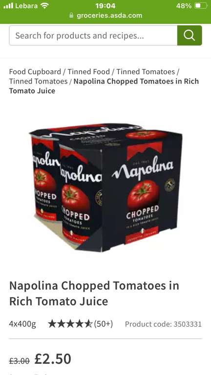 Napolina plum/chopped tinned tomatoes 4 x 400g