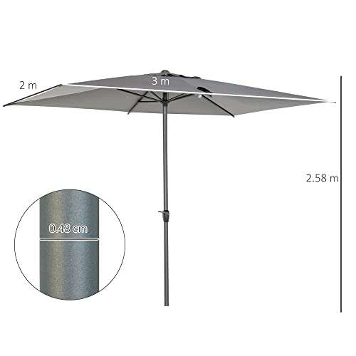 Outsunny 3 x 2m Garden Parasol Umbrella, w/voucher @ MHSTAR