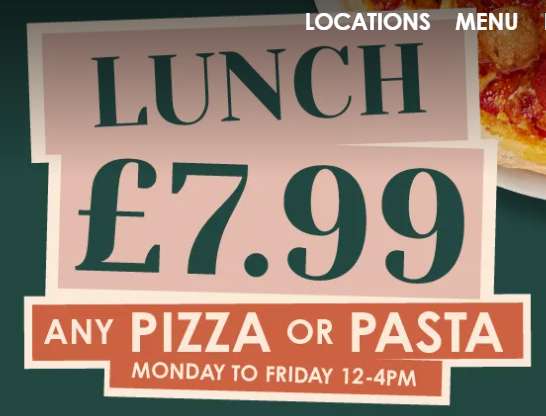 Any Pizza or Pasta £7.99 Mon-Fri 12-4pm @ Bella Italia