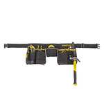 STANLEY 600 Denier Tool Belt Pouch with Multi-Pockets Storage Organiser, Tape Pocket, Hammer Loop, 1-96-178, Black, Yellow
