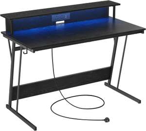 Vasagle Steel Framed Gaming Desk with Built-In Charging Station & LED Lights W/Code