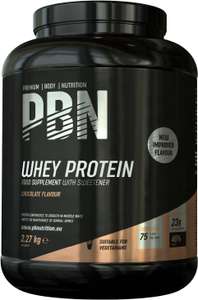 PBN Chocolate Flavour Whey Protein Powder 2.27 kg (75 servings) (£24.64 with max S&S)