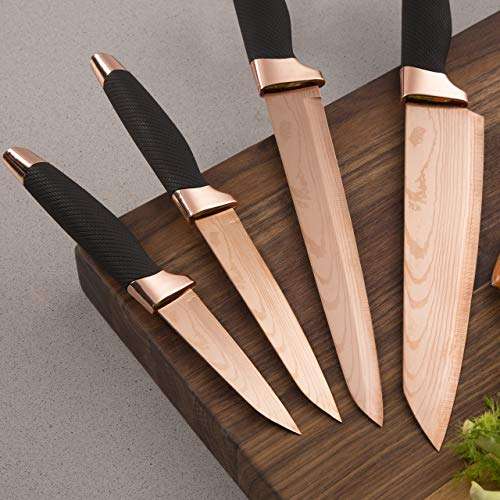 Tower T81532RD Kitchen Knife Set with Acrylic Knife Block, Damascus Effect, Stainless Steel Blades, 5 Pieces £16.49 @ Amazon