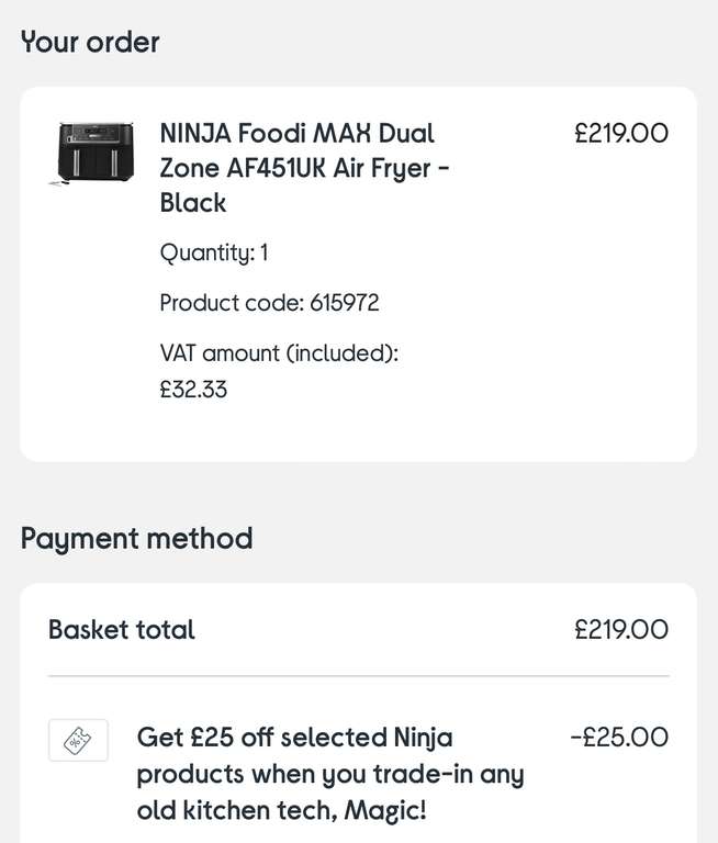 NINJA Foodi MAX Dual Zone AF451UK Air Fryer - Black (£194 with trade in of any old Kitchen tech)