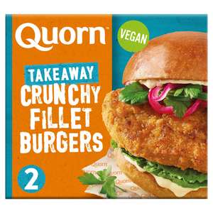 Quorn Takeaway 2 Vegetarian/Vegan Crunchy Fillet Burgers 190g £1.50 Bonus Card price @ Iceland