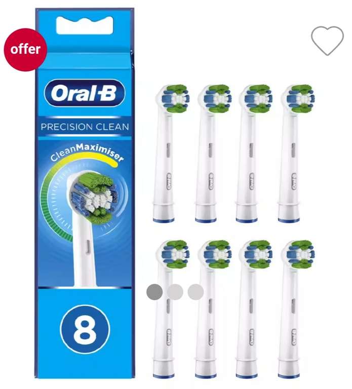 8 Pack Oral-B Precision Clean Toothbrush Head with CleanMaximiser Technology £15.50 @ Boots - free Click & Collect