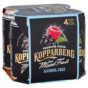 Kopparberg 4X330ml Premium Cider Mixed Fruit Alcohol Free - £3 Clubcard Price @ Tesco