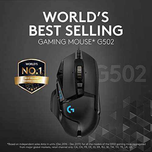 Logitech G502 HERO High Performance Wired Gaming Mouse, HERO 25K Sensor, 25,600 DPI - £24.49 With Applicable Voucher @ Amazon