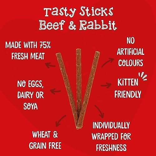 Webbox Tasty Beef & Rabbit Cat Treats. One full case of 25 x 6 sticks (£15.05 s&s) Usual price = £30