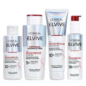 L’Oreal Paris Elvive Bond Repair Hero Set for Damaged Hair - Pre-Shampoo, Conditioner Leave-In Serum, Intensive Repair Treatment,