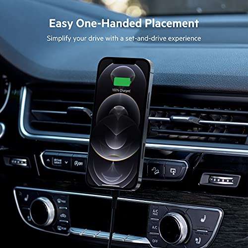 Belkin BoostCharge Wireless Charging Magnetic Car Phone Mount Holder, Compatible with MagSafe Enabled (Cable and Charger) £24.99 @ Amazon