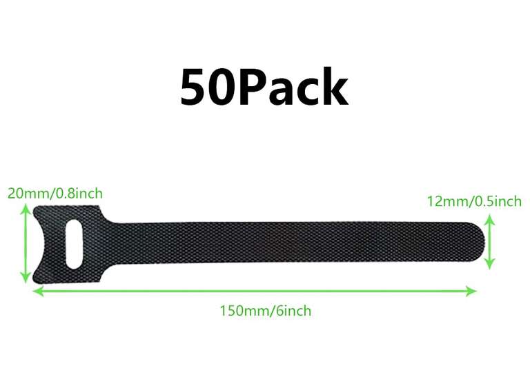 Oksdown Cable Tie Reusable Black 50 Pack Straps Adjustable Releasable Extension Hook & Loop Tidy Wraps - Sold by Oksdown (LongTian)-UK FBA