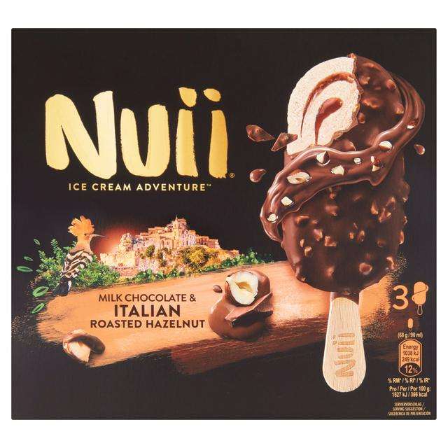 Nuii Ice Cream Adventure Milk Chocolate & Italian Roasted Hazelnut x3 204g £4 (possible 50% Cashback Shopmium App)