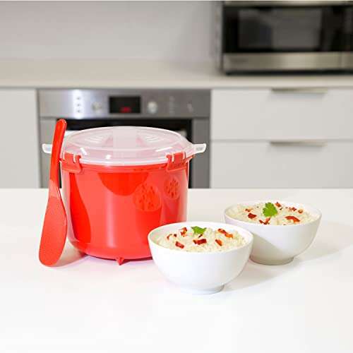 Sistema Microwave Rice Cooker | 2.6 L | Dishwasher Safe Small Rice Cooker | BPA-Free | Red