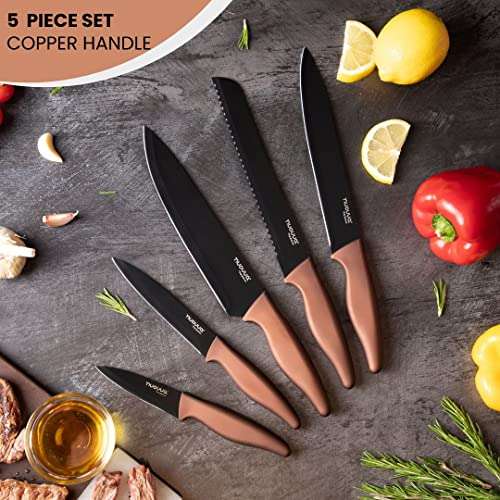 5pcs Copper Kitchen Knives – Black Non Stick Blades £12.99 - Sold by MALMO / Fulfilled By Amazon