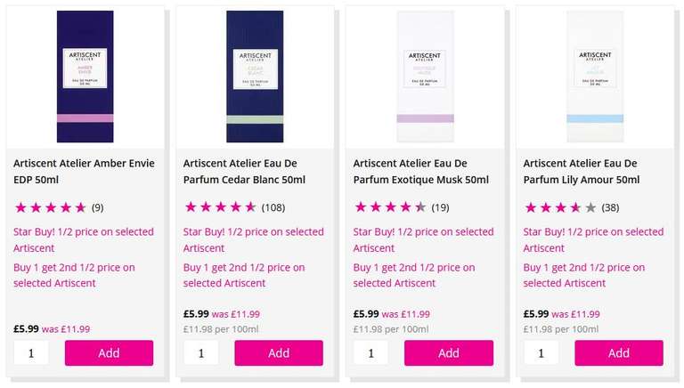 2 x Artiscent EDP 50ml Fragrances for £8.98 OR 2 x Artiscent EDP 100ml Fragrances for £12.73 (Free C&C) @ Superdrug