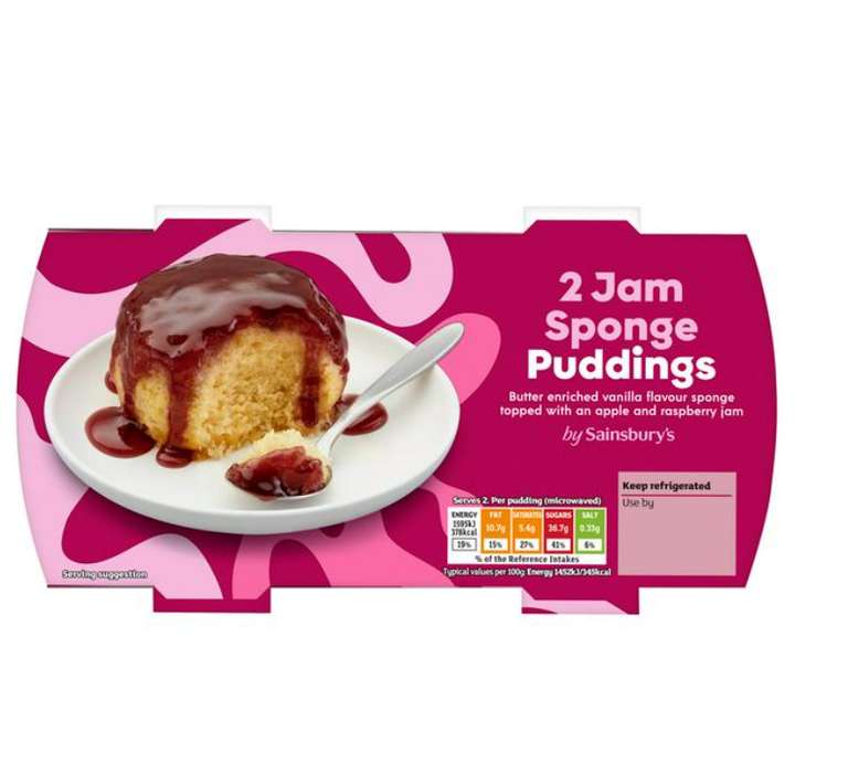 Re Sponge Sainsbury's 2 x Sticky Toffee/Syrup/Belgian Chocolate/Raspberry Jam ...