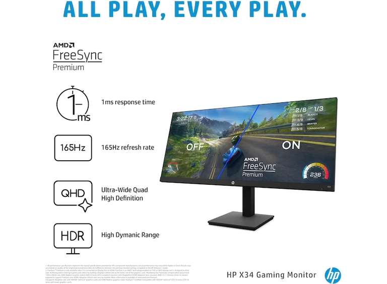 HP X34 34 Inch 165Hz IPS WQHD ( 3440 x 