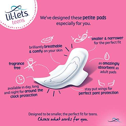 Lil-Lets Teens Long Pads, Petite Pads with Wings, 68 g, 12-Count £1.15 @ Amazon