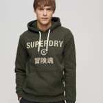 Superdry Mens Workwear Logo Vintage Hoodie (2 Colours / Sizes S-XXXL) - W/Code - Sold By Superdry