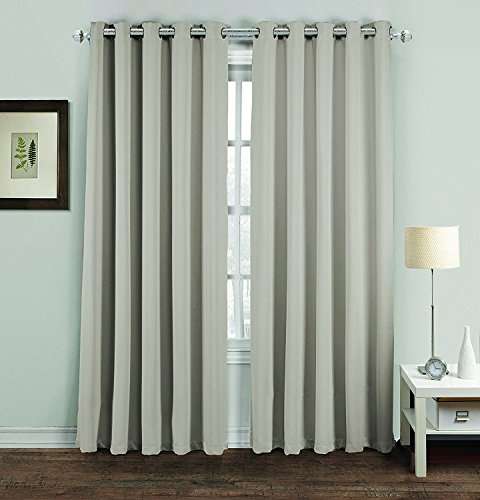 Noah's Linen Thermal Insulated Blackout Curtain Pair Eyelet Ring Top Including Tie Backs 66" (width) x 54"(drop) Grey Silver By Home Apparel