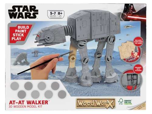 WoodWorX: Star Wars AT-AT Walker | 3D Wooden Model Kit | Build, Paint, Stick & Play