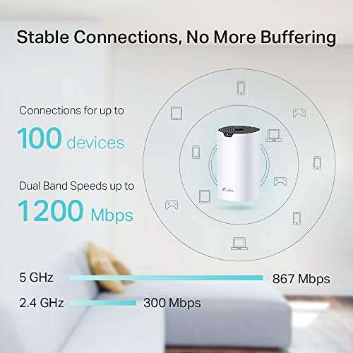 TP-Link Deco S4 AC1200 Whole-Home Mesh Wi-Fi System, Qualcomm CPU, 867Mbps - Pack of 3 £99.99 @ Amazon