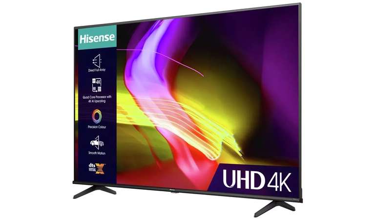 Hisense 58 Inch 58E6KTUK 4K UHD HDR DLED Freeview TV - Free Collection