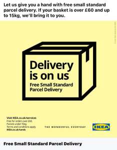 Free Parcel Delivery, For All Parcels Under 15kg When You Spend £60 Or More