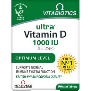 2 x Vitabiotics Ultra Vitamin D Tablets 1000IU Optimum Level -96 count (BOGOF)