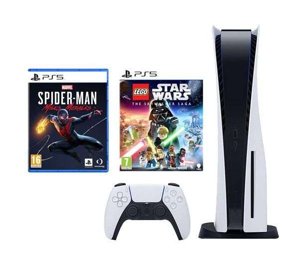 PlayStation 5 Disc Console + Lego Star Wars The Skywalker Saga + Spider-Man Miles Morales