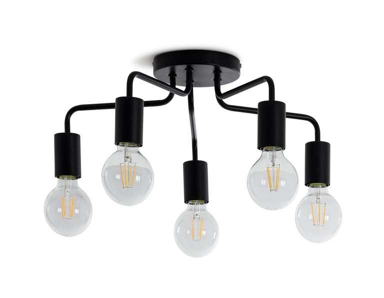 Habitat Rayner 5 Arm Flush to Ceiling Light - Black Now £27.99 with Free Click and Collect @ Argos
