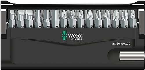 Wera Bit-Check 30 Metal 1 General bit set for drill/drivers, Metal jointing, PZ,PH,Hex-Plus,TX 30 piece, 05057434001 w/voucher