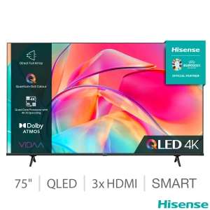 Hisense 75E7KQTUK 75 Inch QLED 4K Ultra HD Smart TV + 5 Year Warranty
