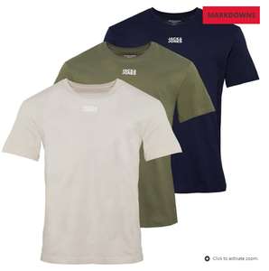 JACK AND JONES Mens Alfie Relaxed Fit 3 Pack T-Shirts now £12.99 + Delivery £4.99 Free with Unlimited @ M and M Direct