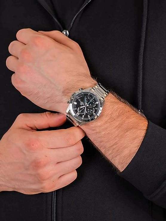Edifice Men's Silver Chronograph Watch click and collect