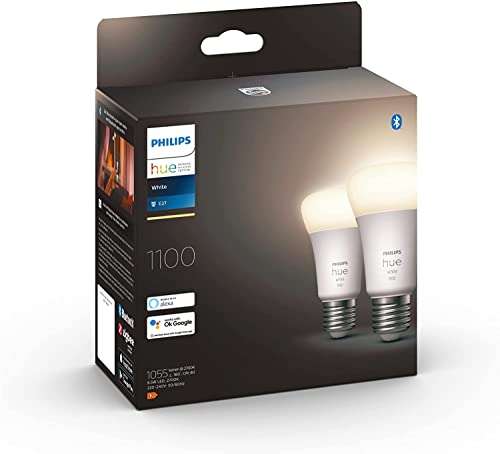 Philips Hue NEW White Smart Light Bulb 75W - 1100 Lumen 2 Pack £14.97 at Amazon