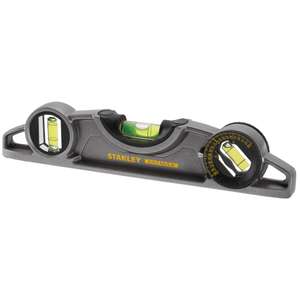 STANLEY FATMAX XTREME Torpedo Level Heavy Duty Aluminium Body and Magnetic Base Including 3 Reversible Vials 0-43-609, Grey/White, 25cm