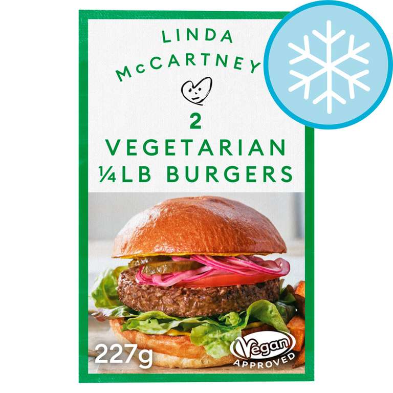 Linda Mccartney 2 Vegetarian/Vegan Quarter Pounder Burgers 227G - 5 For £6/£1.20 Each (Clubcard Price) @ Tesco