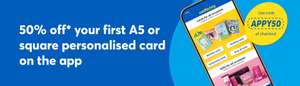 Get 50% Off Your First A5 Or Square Personalised Card Via The App (New Customers)