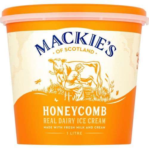 Mackie's of Scotland Ice Cream 1L - Traditional Real Dairy / Honeycomb / Raspberry Ripple (Nectar Price)