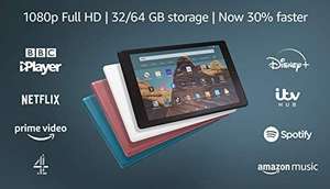 Amazon Fire HD 10 Tablet, Certified Refurbished, 32 GB, Black — 10.1-inch 1080p Full HD display, with Ads £87.99 @ Amazon